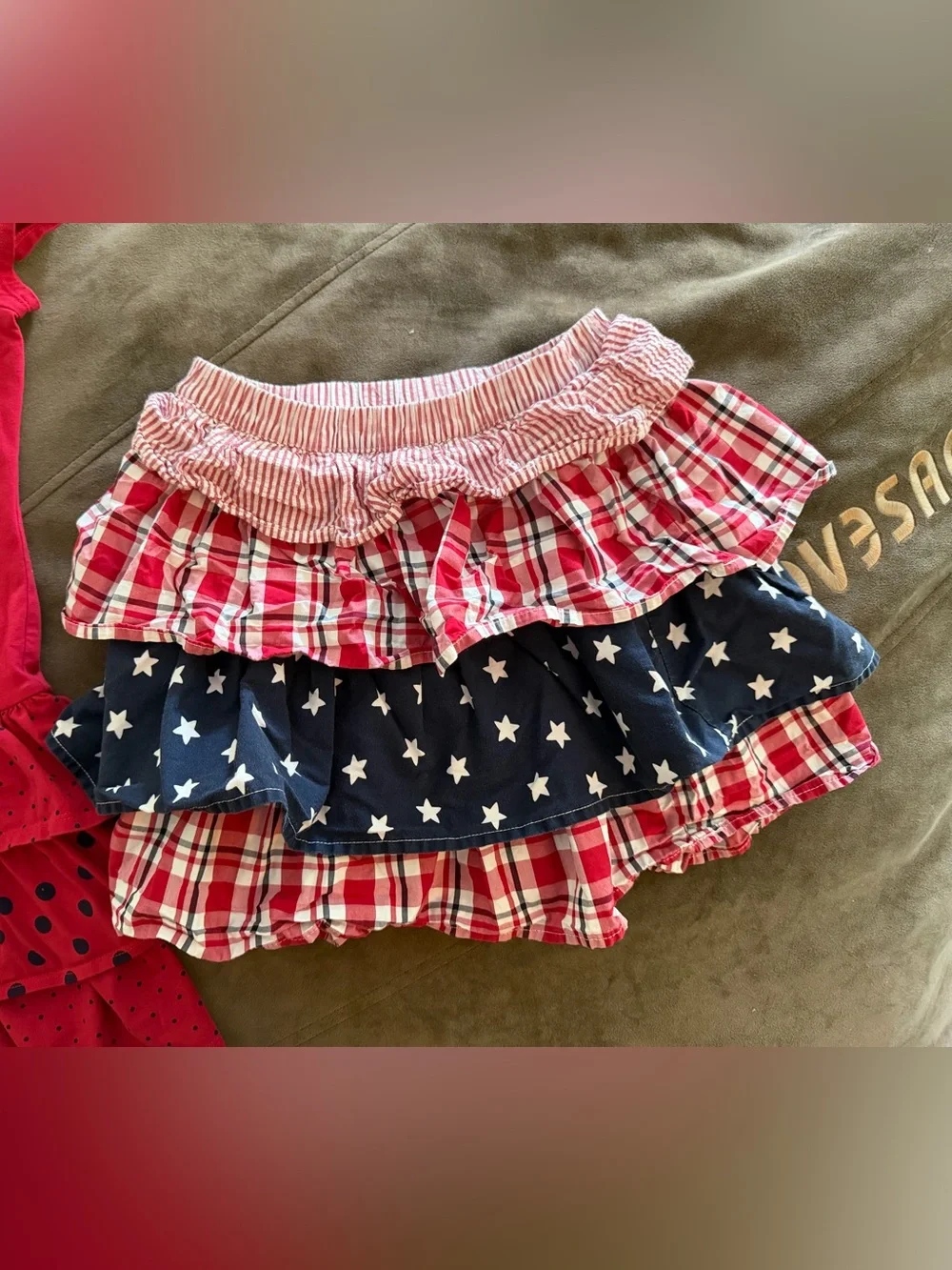 Gymboree patriotic July 4th Red and Navy Ruffle Dress AND Star-Print Skirt